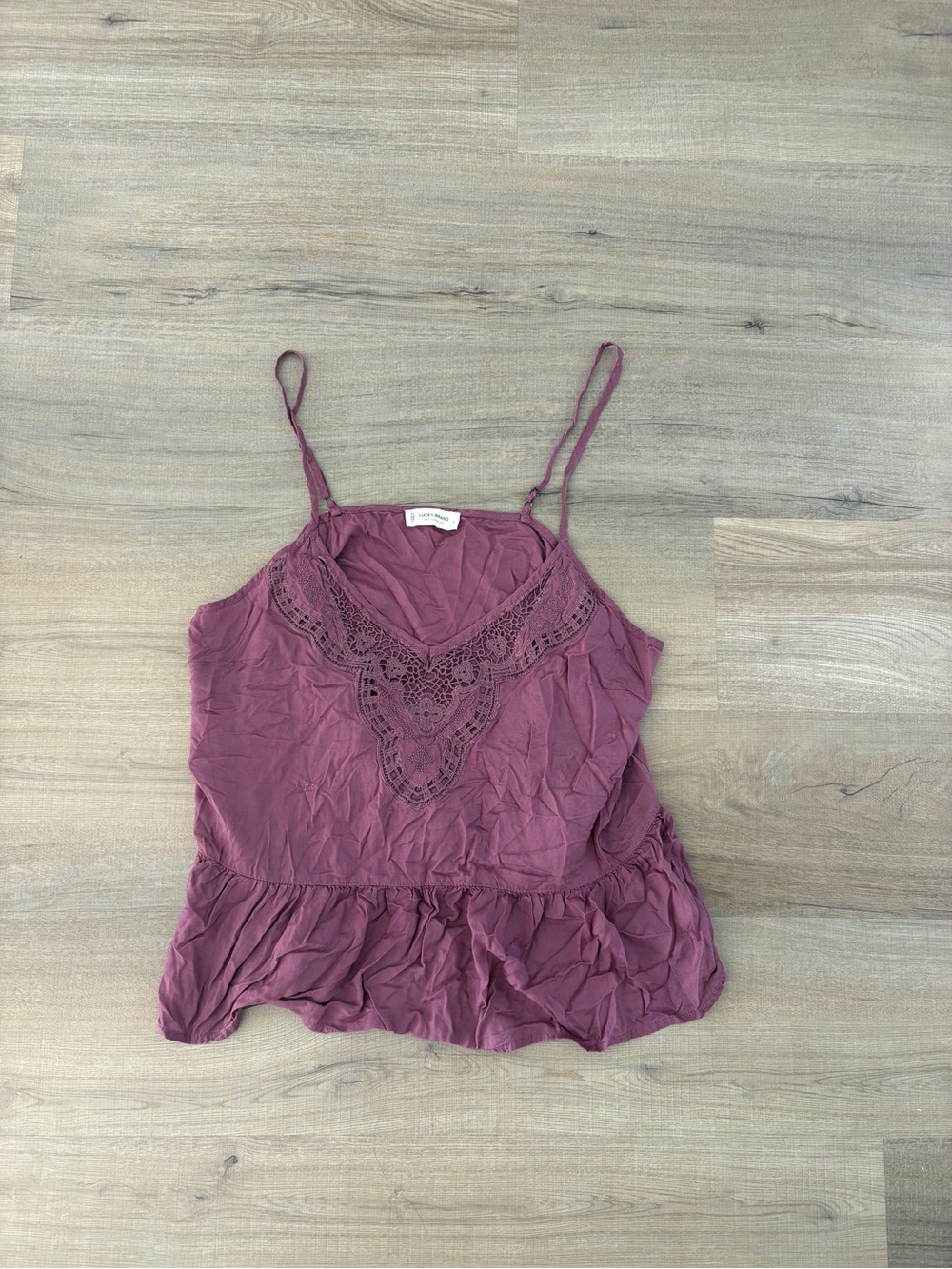 Lucky Brand Plum Crochet-Trim Spaghetti Strap Tank